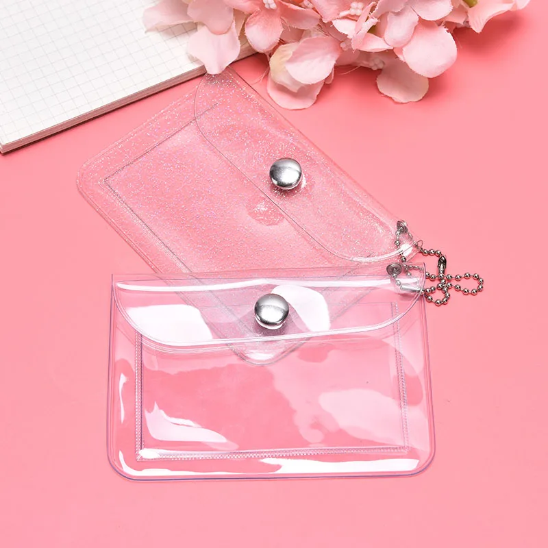 Glitter Transparent Waterproof PVC Women Card Case Business Card Holder Men Credit Bag ID Mini Wallet Girls Coin Purse