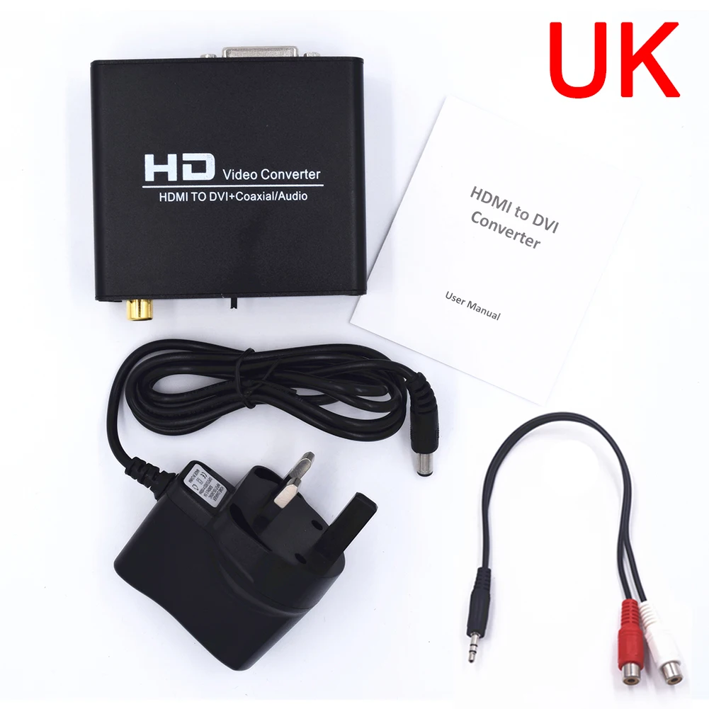 3,5 мм Coaxia Видео Аудио конвертер для XBOX360 PS3 Blu-Ray DVD HD приставка CRT/светодиодный DVI HDMI VGA Аудио Женский адаптер - Цвет: UK Plug