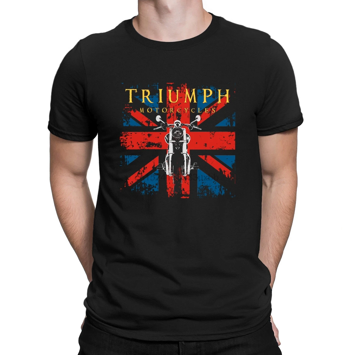 Distressed Triumphs Motorcycles T-Shirt Hot Sale Character Quirky T Shirt For Men Basic Solid Summer Normal | Мужская одежда