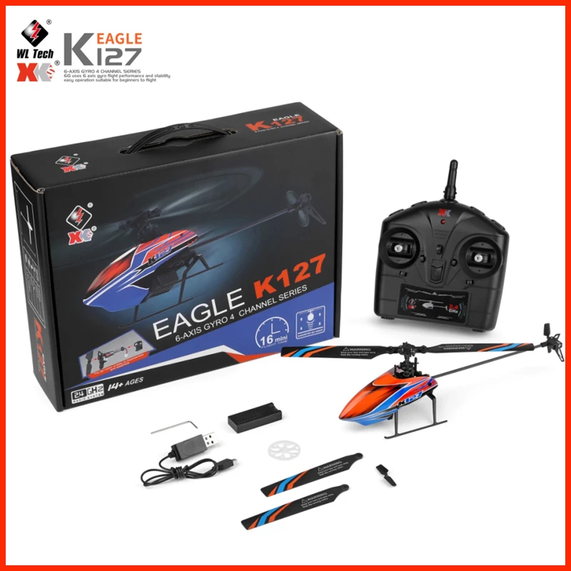 WLtoys New XK K127 RC Helicopter 4CH 6-Axis Gyroscope 2.4G Radio Flybarless RC Helicopters Flying Drone Toys Gift Model Rc Plane gas powered rc helicopter