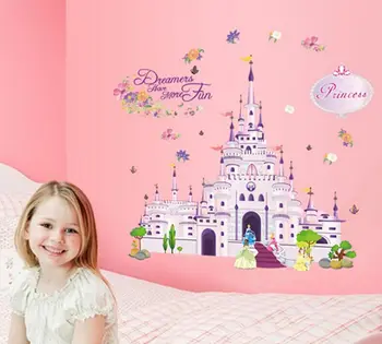 

Cartoon Princess Dream castle Wall Stickers Vinyl Decal Girls Room Nursery Decoration Wallpaper Mural Art poster