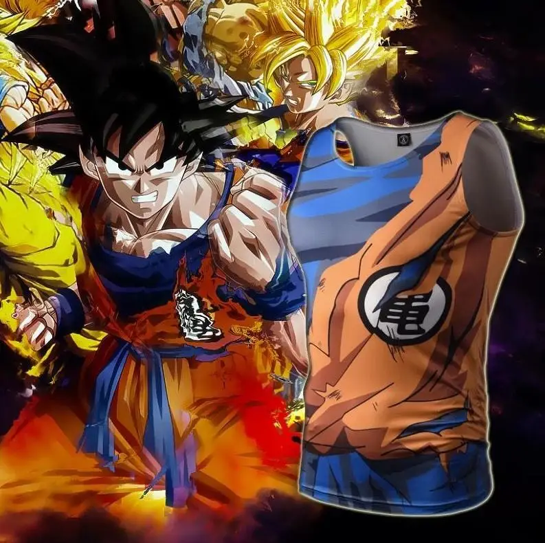 

Dragon Ball Z Sleeveless Tank Top Tee Shirt Quick Dry Shirt Gym Men Shirt Compression Tops Pullovers Tank Top Vest