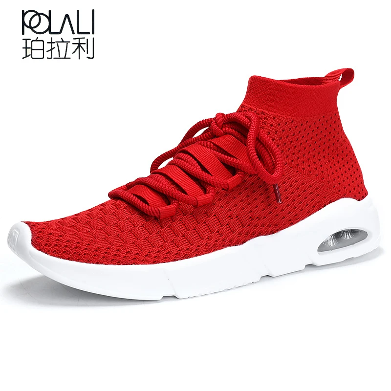 

Sale Cheap Summer Solid Light High Top Breathable Knit Socks Boots Elastic Band Stretch Flat Shoes For Men Sneaker Casual Shoes