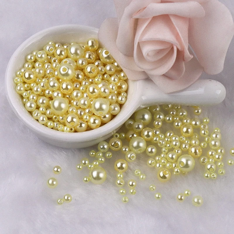 150-200Pcs Colorful ABS Imitation Pearls Mix 3-8mm Round Beads With Holes DIY Bracelet Charms Necklace Beads For Jewelry Making
