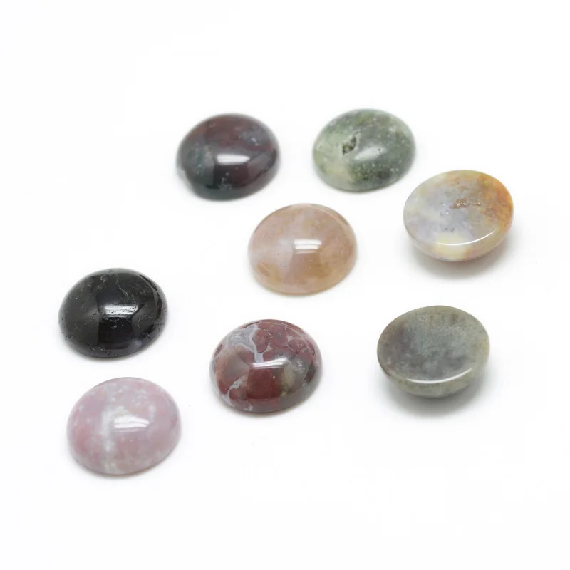 Indian Agate 100 шт 6/8/10/12 мм камень Кабошоны для самостоятельного изготовления ювелирных изделий, аксессуары, смешанный стиль, полукруглый, разноцветные, F70 - Цвет: Indian Agate