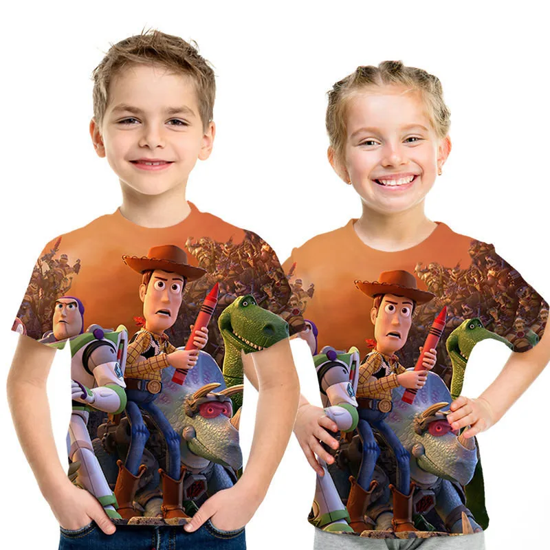 picture color Игрушка из фильма «История 4», футболка с 3D принтом форки, футболка, футболки для мальчиков и девочек, футболка с короткими рукавами, детская одежда - Цвет: picture color