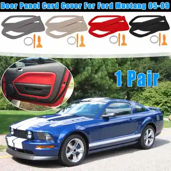 

New 1 Pair Door Panel Insert Cards Leather Fit For Ford For Mustang 2005 2006 2007 2008 2009 Front Door Plate Parts Car stying