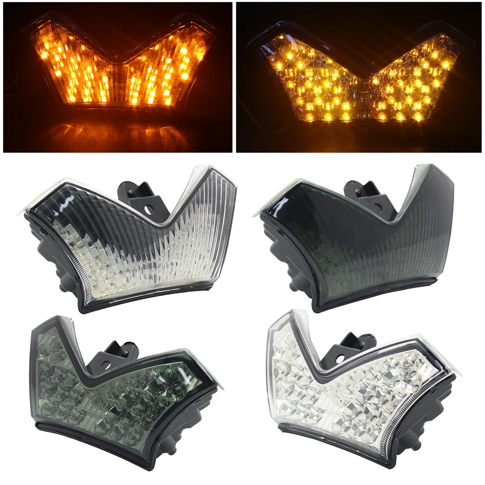 Fanale Posteriore LED Integrato Per Kawasaki Ninja ZX-14 / ZX1400 / ZZR1400 (2006-2011) - Fumo, Con Indicatori Ambra