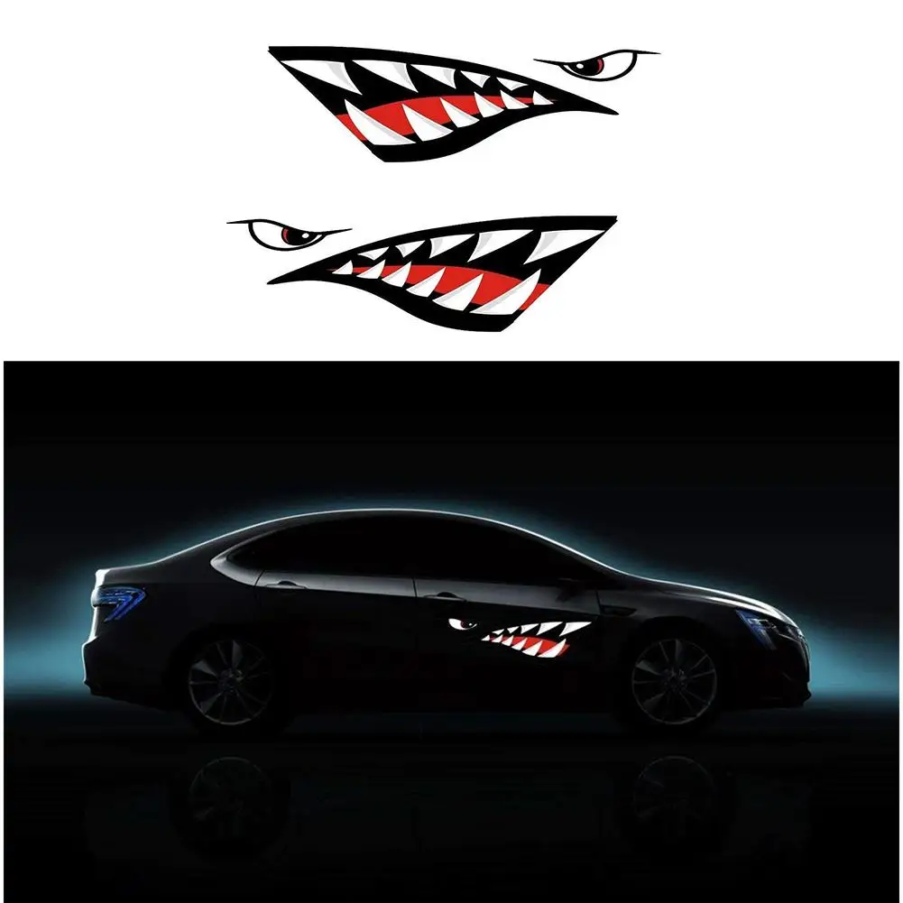 

2Pcs Waterproof DIY Funny Rowing Kayak Boat Shark Teeth Accessories Mouth Sticker Vinyl Decal Sticker for Decal Left Right
