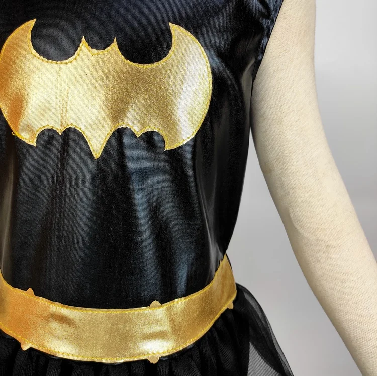 BAT Girls Costume for Kids TuTu Dress Halloween Costume (3-9Years) 4pcs/1set Party Dress Excellent Sewing Cosplay Costume Kids Girls Dress Halloween Dress Outfit