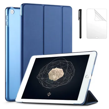 

Soft silicone bottom PU Leather Smart Case for New iPad 9.7 inch 2017 2018 model A1822 A1823 A1893 Cover Tablet case +FilmPen