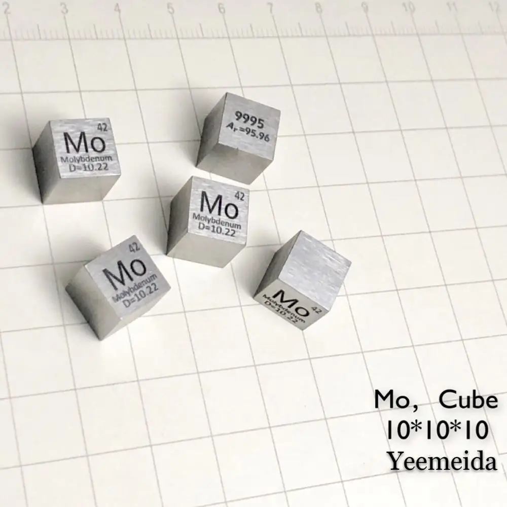 Elemento da Tabela Periódica de Molibdênio Esculpida Cubo Milímetros mo 10 99.95%
