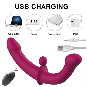 Strapless Dildo Vibrator Wireless Remote Control Double Head Vibrating G Spot Vibrator Sex Toys For Couple Anal Prostate Massage 6