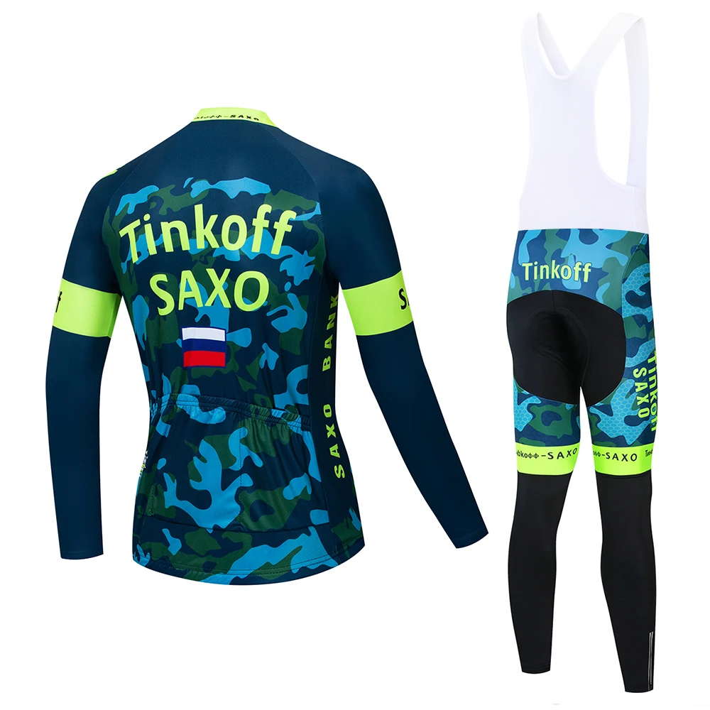 Tinkoff мужской длинный рукав Велоспорт Джерси Набор Ropa весна и осень велосипедная одежда гелевая Подушка 19d Открытый Быстросохнущий