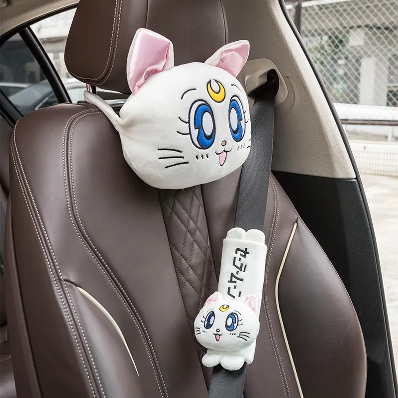 Автомобильное автокресло подушка для шеи милый мультяшный Кот Весна и осень плюшевый подголовник креативный ремень безопасности наплечный коврик для женщин - Название цвета: shown in pic.3