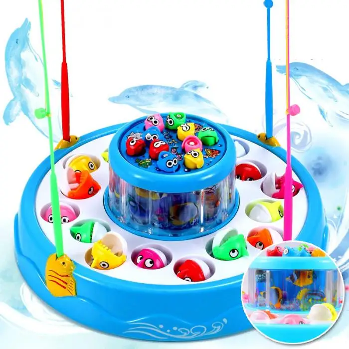 Детские развивающие игрушки, музыкальные вращающиеся рыбки, набор игрушек для рыбалки, обучающая игрушка для рыбалки, подарок на день рождения, Рождество