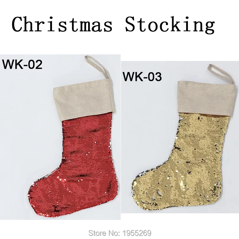 

Christmas Stocking Bags Santa Sock 20pcs/lot Xmas Canvas Candy Bag Christmas Kids Gift Customized Santa Party Decoration