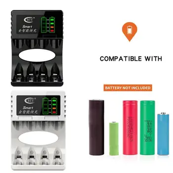 

LED Battery Charge Smart Rechargeable Battery Safety 4 Fast Charger Slots For AA/AAA Ni-MH/Ni-Cd Rechargeable USB Cable wit U4I1