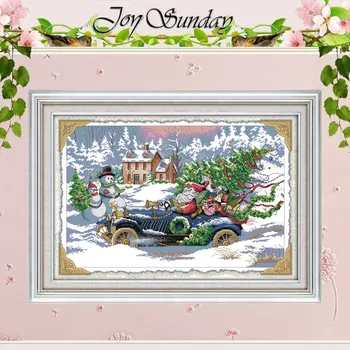 

Roadster Santa Patterns Counted Cross Stitch 11CT 14CT Cross Stitch Set Wholesale Cross-stitch Kit Embroidery Needlework