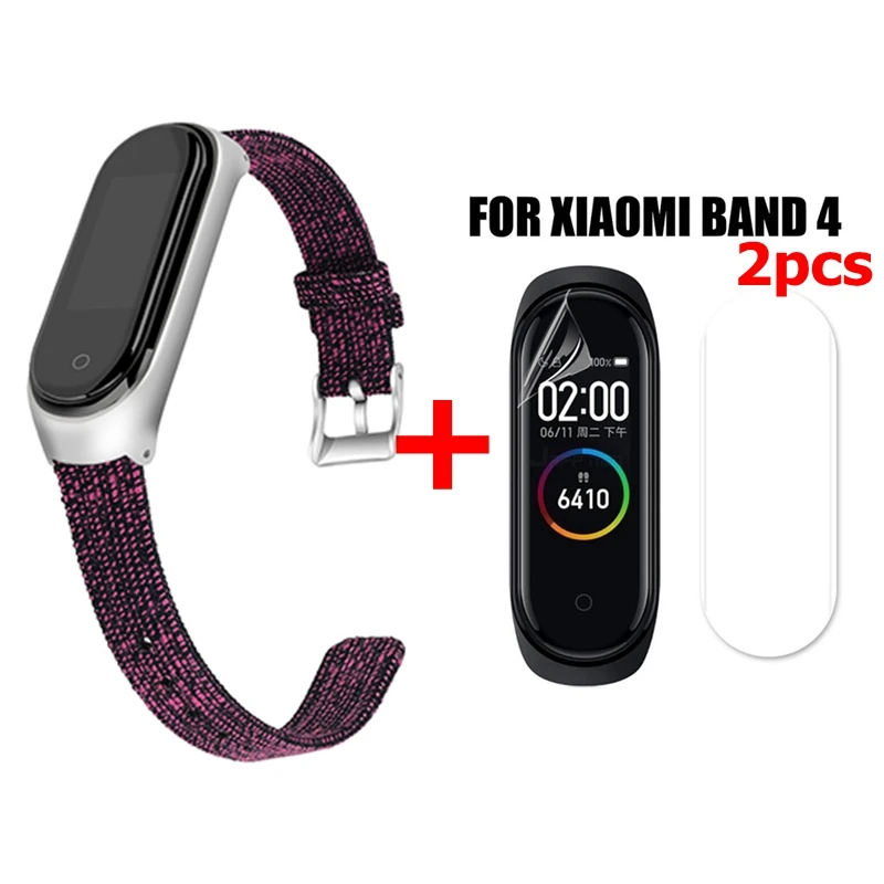 09 Браслет mi Band 4, металлический, нержавеющая сталь+ холст, универсальный, для Xiaomi mi, ремешок 3/4, браслет mi Band 4, напульсники mi band 4 - Цвет: 09