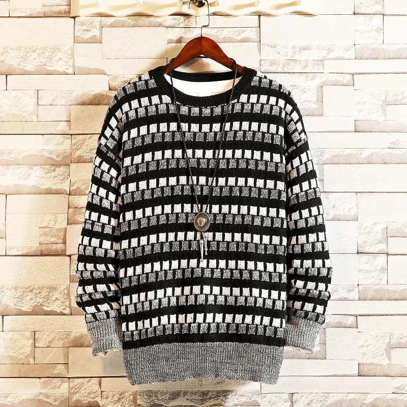 Yong Men Pullovers 2019 Brand Mens Splice Stripe Sweaters Men Pullover Casual Striped Knitted Sweater Autumn Winter Pull Homme