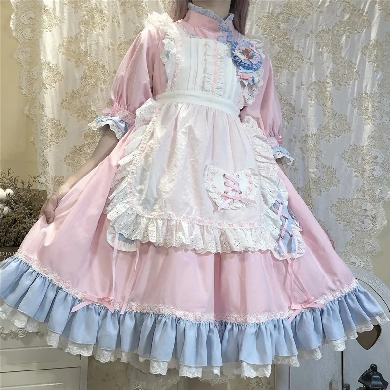 

Lolita Op Japanese Loli Sweet Kawaii Girl Pink Lolitas Dress Maid Cosplay Fashion Sexy Cute Gothic Vintage Clothing Victorian