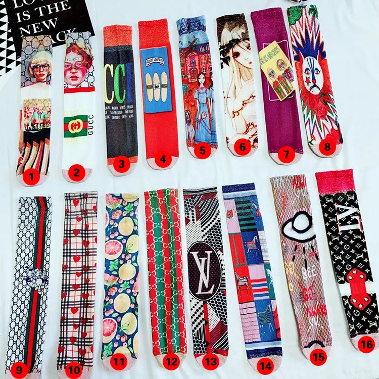 Носки с 3D цифровой печатью Популярные брендовые классные носки в европейском и американском стиле цветные рисунки граффити тату jin si wang Red Stoc