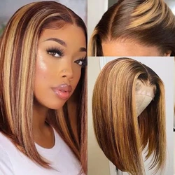 Highlight Wig Human Hair Bob Wigs 13x4 Lace Front Human Hair Wigs Straight Brazilian Remy Colored Short Bob Ombre Human Hair Wig