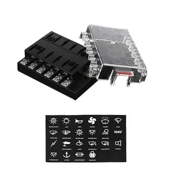 

DC 12V - 32V 6Way / 8Way / 10Way Circuit Breaker Fuse Box Block Holder ATC ATO with fuse and connectors- JOYHO