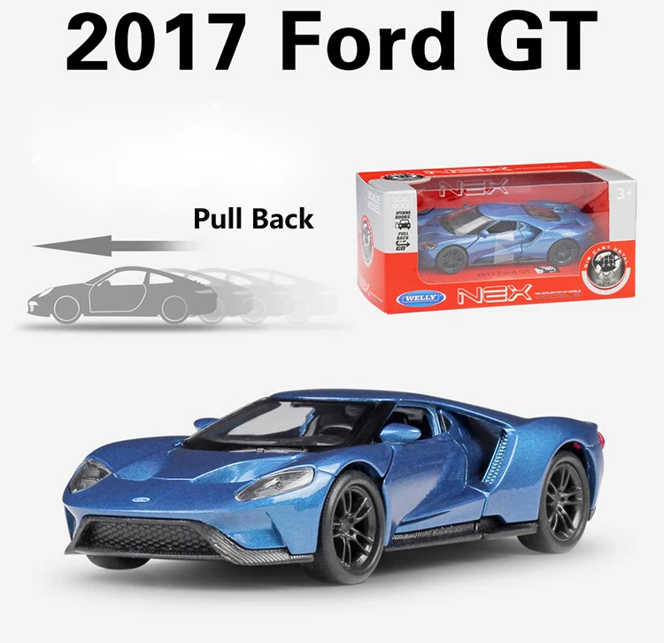 WELLY литье под давлением 1:36 Ford GT Similator модель спортивного автомобиля Модель автомобиля оттягивающийся назад Металлический Игрушечный Автомобиль из сплава для детей Коллекция подарков