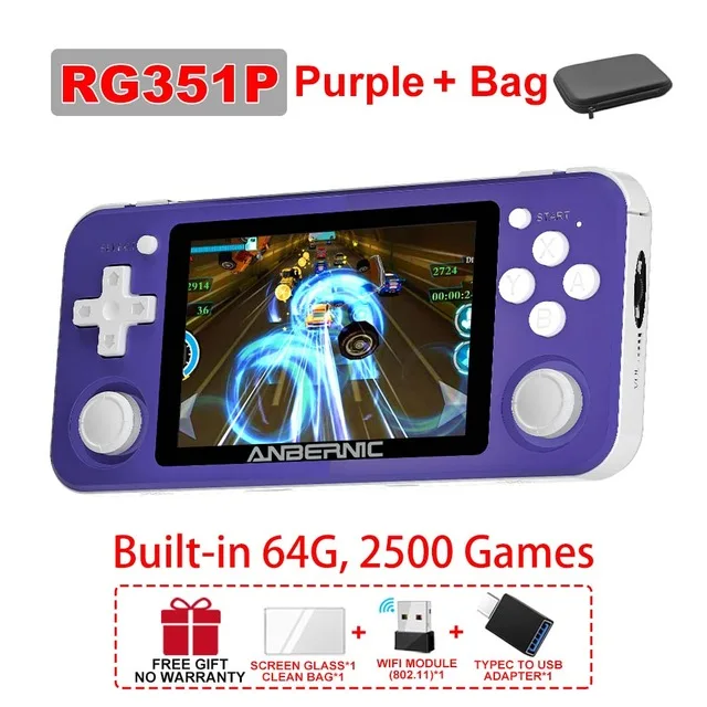 128G ANBERNIC RG351P Retro Game Console RK3326 Linux System PC Shell PS1 Game Player Portable Pocket RG351 Handheld Game Console 