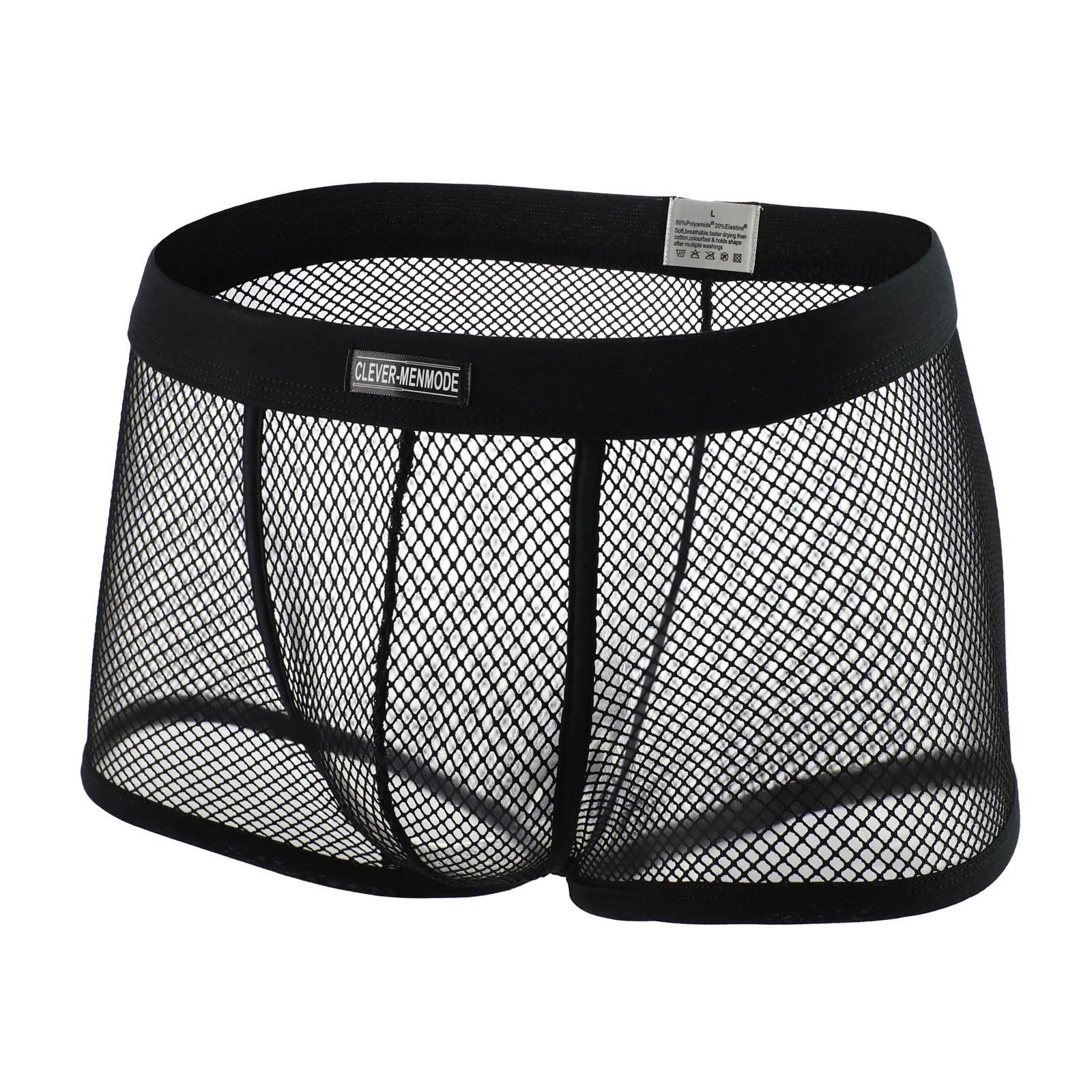 CLEVERMENMODE Sexy Mesh Boxer Men Underwear See Through Transparent