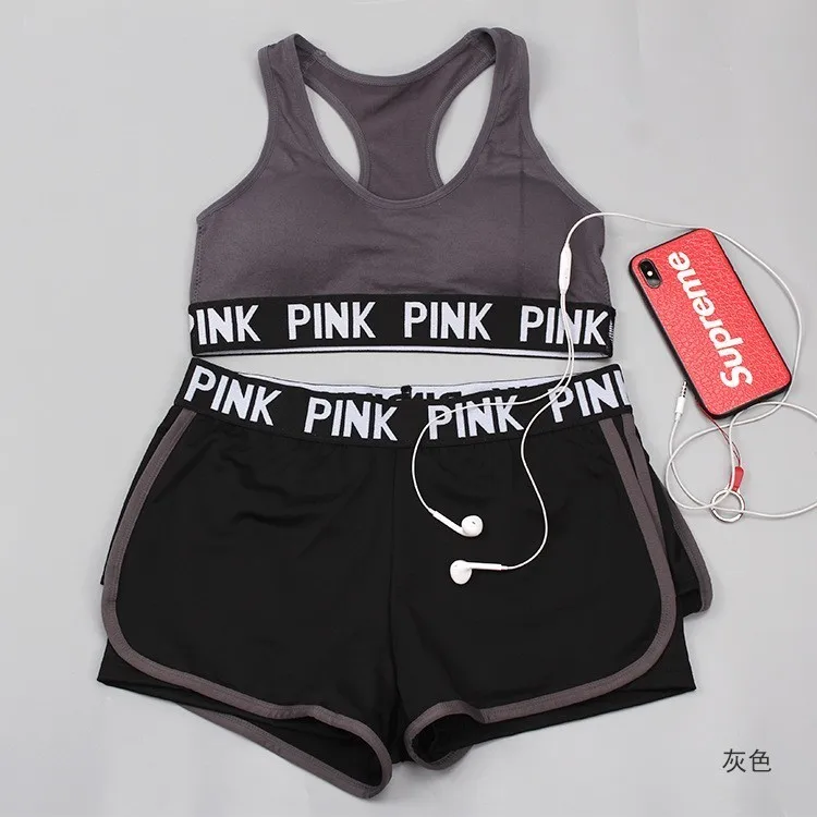 Женский спортивный комплект для йоги, женская одежда для занятий спортом для спортивного зала, спортивный комплект для бега, женская одежда для фитнеса, Conjunto Sport Mujer - Цвет: Gray Set