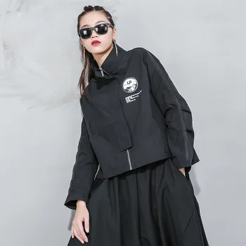 

WOMENGAGA 2020 spring the new Zipper cardigan Personalized printed coat girl female Stand collar print jacket q0013