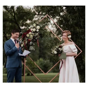 

Metal Wedding Arch Backdrop Stand Diamond Geometric Flower Frame Floral Background Decor balloon arch kit wedding decoration