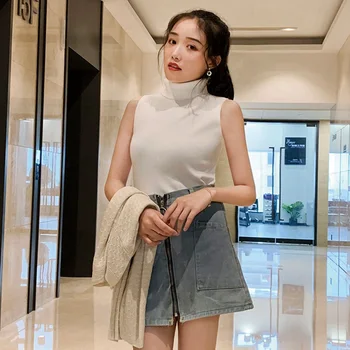 

New Women Solid Color Short Sleeve Sweaters Fashion Turtleneck Thin Sweater Pullover Cotton Female Top