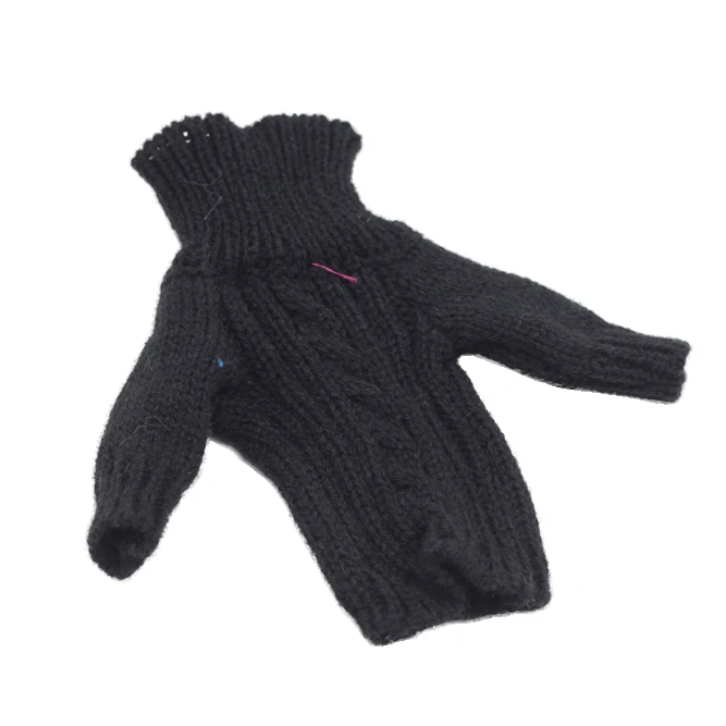 1 комплект, Зимний вязаный свитер с высоким воротом, пушистый халат, одежда для 12 дюймов, игрушки куклы-Барби 1/6, BJD Blythes, аксессуары для кукол - Цвет: Черный