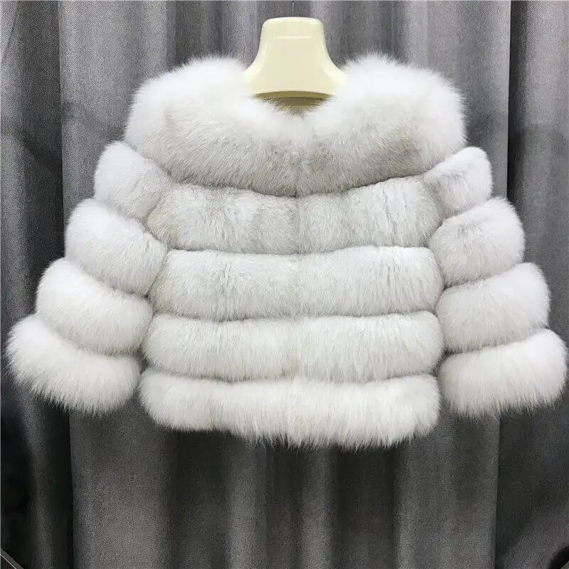 Natural White Хорошая цена натуральный Лисий Мех Женское пальто зимнее теплое мягкое большое меховое модное пальто Высокое качество - Цвет: Natural White