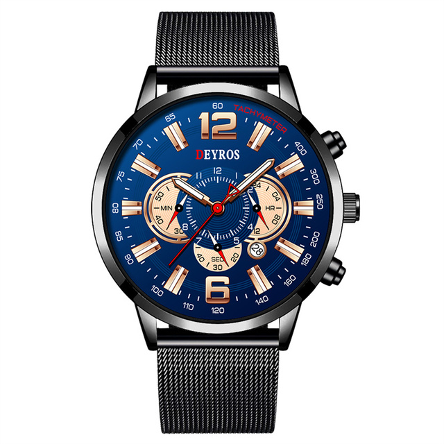 Business Mens Watches Stainless Steel Mesh Belt Quartz Men Wrist Watch Calendar Male Luminous Leather Clock reloj hombre