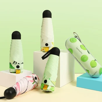 

Newly Ultra Lights and Small Mini Umbrella with Cute Capsule Case 5 Folding Compact Pocket Umbrella TE889