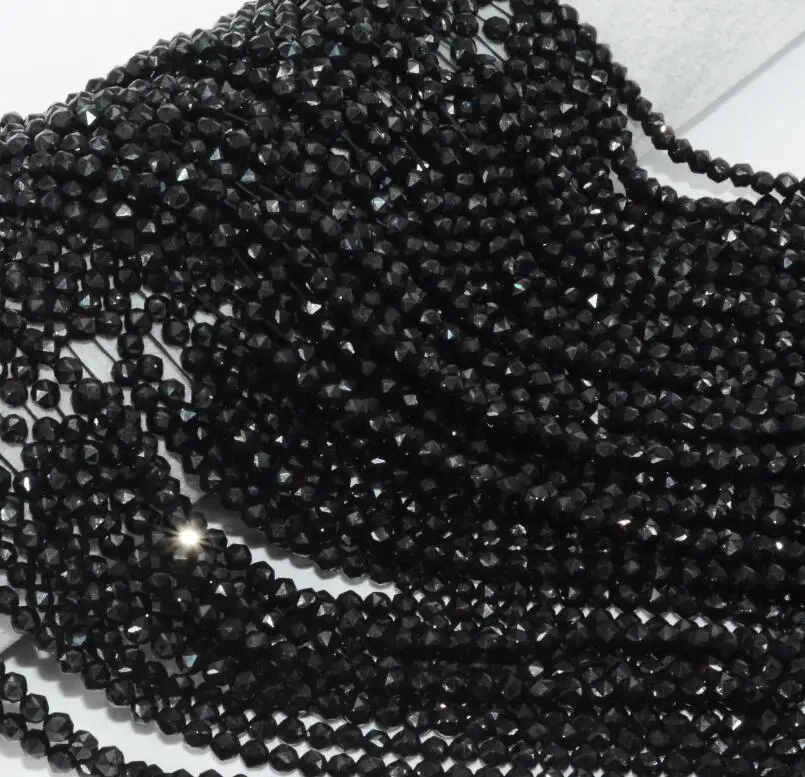 Black Spinel Натуральный Черный шпинель/Сапфир/Танзанит/Аквамарин/Лабрадорит/флюорит треугольные граненые бусины 4 мм - Цвет: Black Spinel