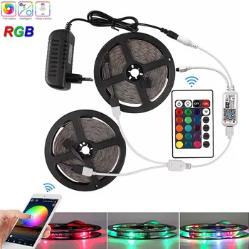 

RGB Led Strip Light 2835 5M 10M 15M DC 12V Waterproof WiFi Diode Tape Flexible Ribbon Fita Tira LED Neon Strips Remote + Adapter