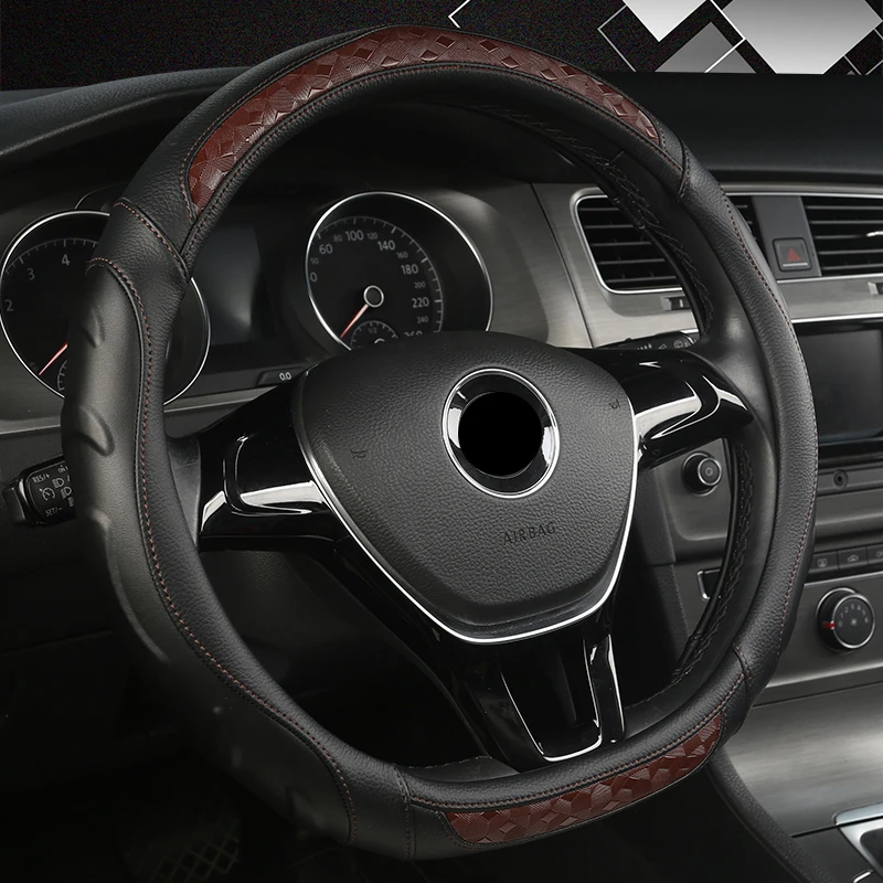 D образный чехол на руль для VW Golf 7 Polo- Scirocco Jetta 6- Santana- авто аксессуары - Название цвета: Коричневый