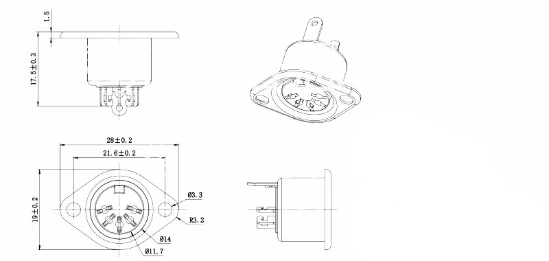 10 шт. 3/4/5/6/7/8PIN Панель Крепление Женский Джек DIN адаптер MIDI Кабельный разъем