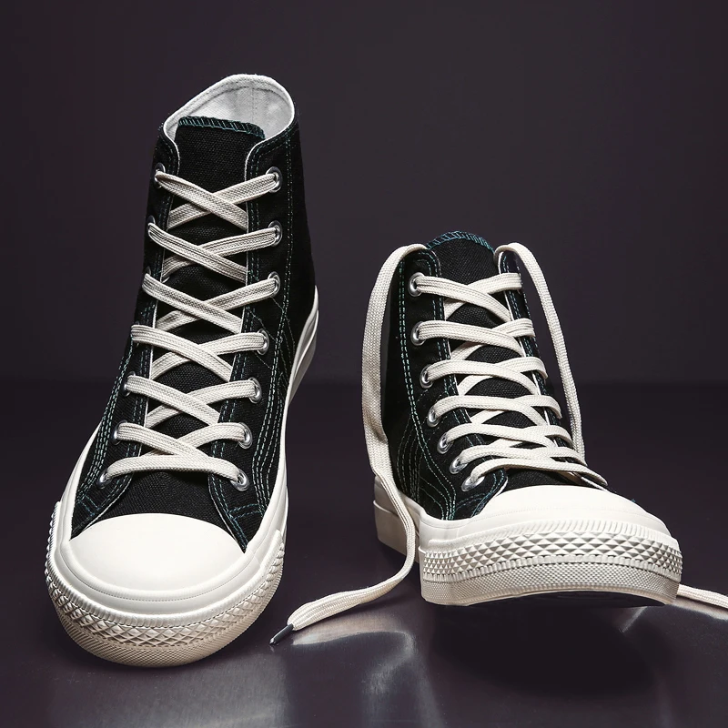 

2020 spring and autumn new high-quality canvas shoes breathable fashion vulcanized shoes classic black high-top canvas shoes
