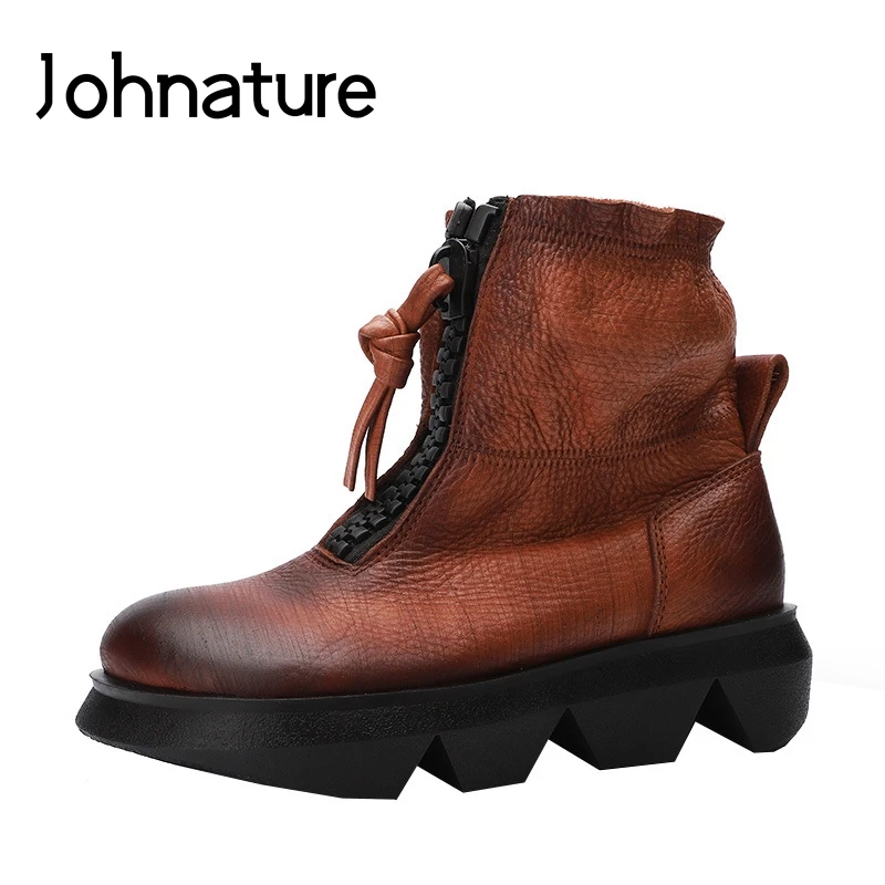 Johnature ботинки на платформе в стиле ретро Новинка 2019 года сезон осень-зима женская