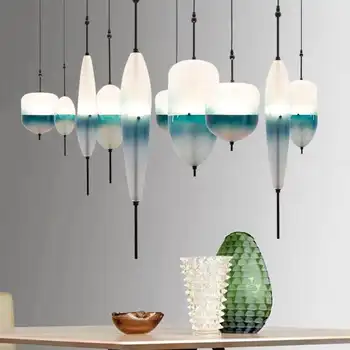 

Nordic pendant light Lake of Venice lampshade Blue Glass Pendant Lamps for living room restaurant Home Doco hanging lamp