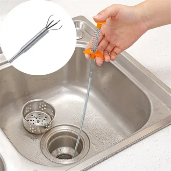

Sink Drains Grabber Tool 60/80cm Flexible Long Reach Claw Pick Up Narrow Bend Curve Floor Drain Sewer Spring Grip Cleaner #S