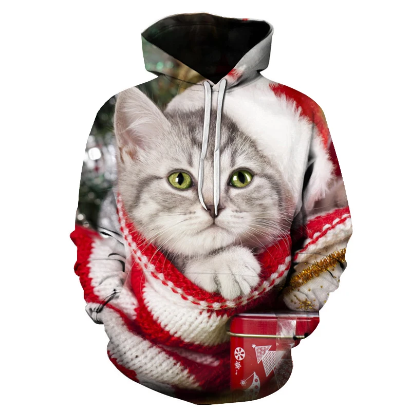 autumn new men women hoodies cute pet cat 3D digital print pullovers mens casual street long sleeves sweatshirts Asian size - Цвет: WY-1267