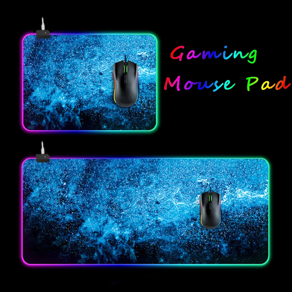 Цветной большой размер игровой коврик для мыши RGB светодиодный светильник большой коврик для мыши офисная компьютерная клавиатура Звездный коврик для мыши резиновый противоскользящий Mous